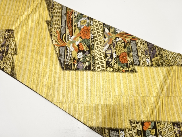 JAPANESE FUKURO OBI FOR FURISODE / WOVEN PEONY